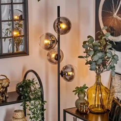 hofstein Lampadaire - Verre 15 cm Gastor Clair, Fumé, 4 lumières