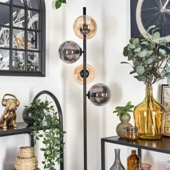 hofstein Lampadaire - Verre 15 cm Gastor Ambre, Fumé, 4 lumières