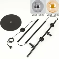 hofstein Lampadaire - Verre 15 cm Gastor Ambre, Fumé, 4 lumières