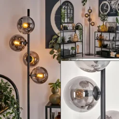 hofstein Lampadaire - Verre 15 cm Gastor Fumé, 4 lumières
