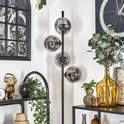 hofstein Lampadaire - Verre 15 cm Gastor Fumé, 4 lumières