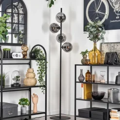 hofstein Lampadaire - Verre 15 cm Gastor Fumé, 4 lumières