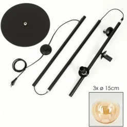 hofstein Lampadaire - Verre 15 cm Gastor Ambre, Clair, 3 lumières