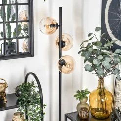 hofstein Lampadaire - Verre 15 cm Gastor Ambre, Clair, 3 lumières