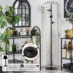 hofstein Lampadaire - Verre 15 cm Gastor Clair, 3 lumières