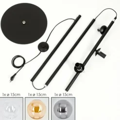 hofstein Lampadaire - Verre 15 cm Gastor Ambre, Clair, Fumé, 3 lumières