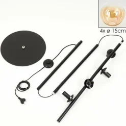 hofstein Lampadaire - Verre 15 cm Gastor Ambre, Clair, 4 lumières