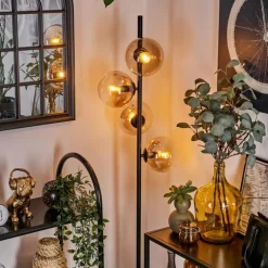 hofstein Lampadaire - Verre 15 cm Gastor Ambre, Clair, 4 lumières