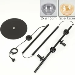 hofstein Lampadaire - Verre 15 cm Gastor Ambre, Clair, Fumé, 4 lumières