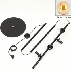 hofstein Lampadaire - Verre 15 cm Gastor Ambre, 4 lumières