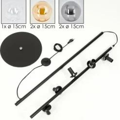 hofstein Lampadaire - Verre 15 cm Gastor Ambre, Clair, Fumé, 5 lumières