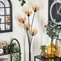 hofstein Lampadaire - Verre 15 cm Gastor Ambre, Clair, 5 lumières