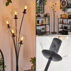 hofstein Lampadaire - Verre 15 cm Gastor Clair, 5 lumières