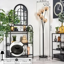 hofstein Lampadaire - Verre 15 cm Gastor Ambre, 5 lumières