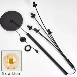 hofstein Lampadaire - Verre 15 cm Gastor Ambre, 5 lumières