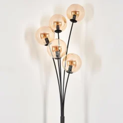 hofstein Lampadaire - Verre 15 cm Gastor Ambre, 5 lumières