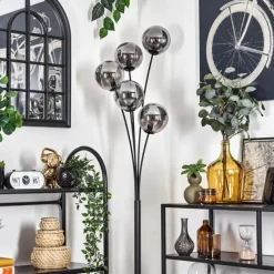 hofstein Lampadaire - Verre 15 cm Gastor Fumé, 5 lumières