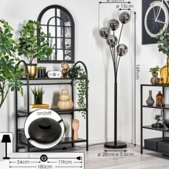 hofstein Lampadaire - Verre 15 cm Gastor Fumé, 5 lumières