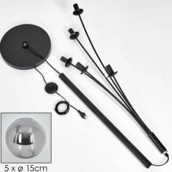 hofstein Lampadaire - Verre 15 cm Gastor Fumé, 5 lumières