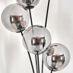 hofstein Lampadaire - Verre 15 cm Gastor Fumé, 5 lumières