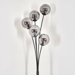 hofstein Lampadaire - Verre 15 cm Gastor Fumé, 5 lumières