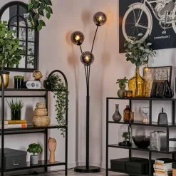 hofstein Lampadaire - Verre 15 cm Gastor Fumé, 3 lumières