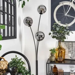 hofstein Lampadaire - Verre 15 cm Gastor Fumé, 3 lumières
