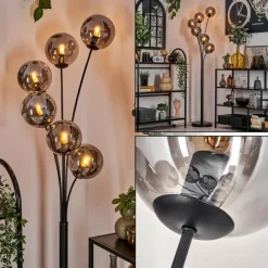 hofstein Lampadaire - Verre 15 cm Gastor Fumé, 6 lumières