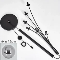 hofstein Lampadaire - Verre 15 cm Gastor Fumé, 6 lumières