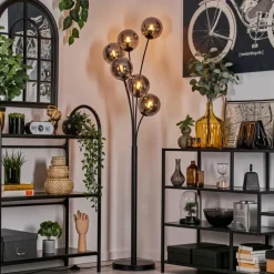 hofstein Lampadaire - Verre 15 cm Gastor Fumé, 6 lumières