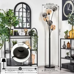 hofstein Lampadaire - Verre 15 cm Gastor Ambre, Fumé, 6 lumières