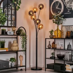 hofstein Lampadaire - Verre 15 cm Gastor Ambre, Fumé, 6 lumières