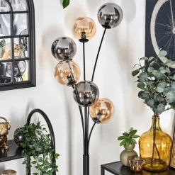 hofstein Lampadaire - Verre 15 cm Gastor Ambre, Fumé, 6 lumières