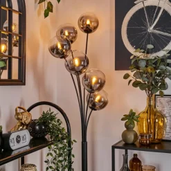 hofstein Lampadaire - Verre 15 cm Gastor Clair, Fumé, 6 lumières