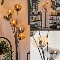 hofstein Lampadaire - Verre 15 cm Gastor Ambre, Clair, Fumé, 6 lumières