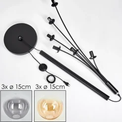 hofstein Lampadaire - Verre 15 cm Gastor Ambre, Clair, Fumé, 6 lumières