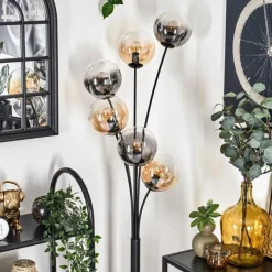 hofstein Lampadaire - Verre 15 cm Gastor Ambre, Clair, Fumé, 6 lumières