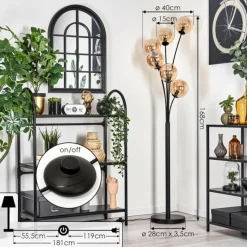 hofstein Lampadaire - Verre 15 cm Gastor Ambre, 6 lumières