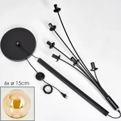 hofstein Lampadaire - Verre 15 cm Gastor Ambre, 6 lumières