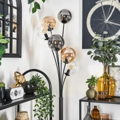 hofstein Lampadaire - Verre 15 cm Gastor Ambre, Clair, Fumé, 6 lumières