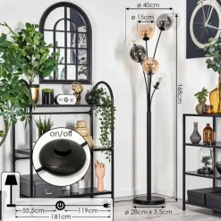 hofstein Lampadaire - Verre 15 cm Gastor Ambre, Clair, Fumé, 6 lumières