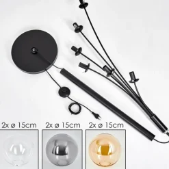 hofstein Lampadaire - Verre 15 cm Gastor Ambre, Clair, Fumé, 6 lumières