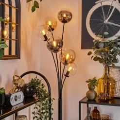 hofstein Lampadaire - Verre 15 cm Gastor Ambre, Clair, Fumé, 6 lumières