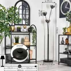 hofstein Lampadaire - Verre 15 cm Gastor Clair, Fumé, 3 lumières