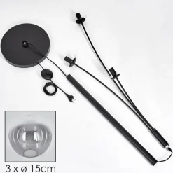 hofstein Lampadaire - Verre 15 cm Gastor Clair, Fumé, 3 lumières