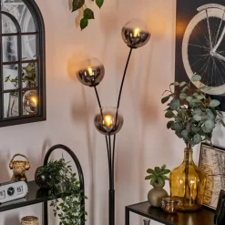 hofstein Lampadaire - Verre 15 cm Gastor Clair, Fumé, 3 lumières