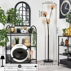 hofstein Lampadaire - Verre 15 cm Gastor Ambre, 3 lumières