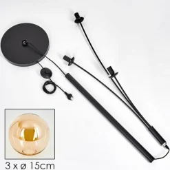 hofstein Lampadaire - Verre 15 cm Gastor Ambre, 3 lumières