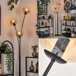 hofstein Lampadaire - Verre 15 cm Gastor Ambre, Clair, 3 lumières