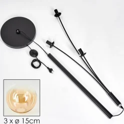 hofstein Lampadaire - Verre 15 cm Gastor Ambre, Clair, 3 lumières